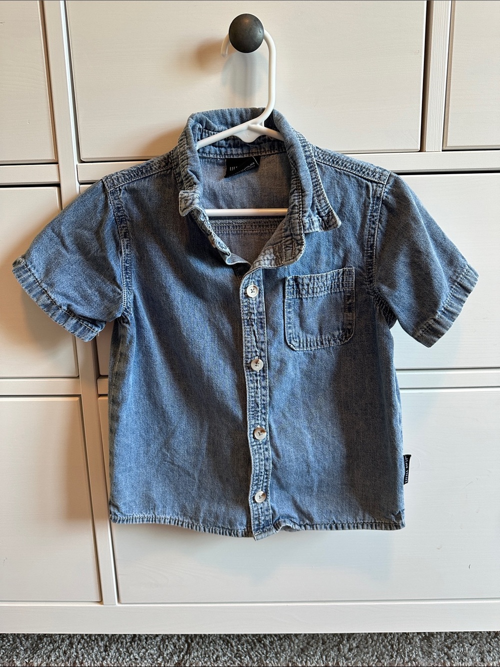 Little Bipsy Denim Button-Down Short Sleeve Shirt